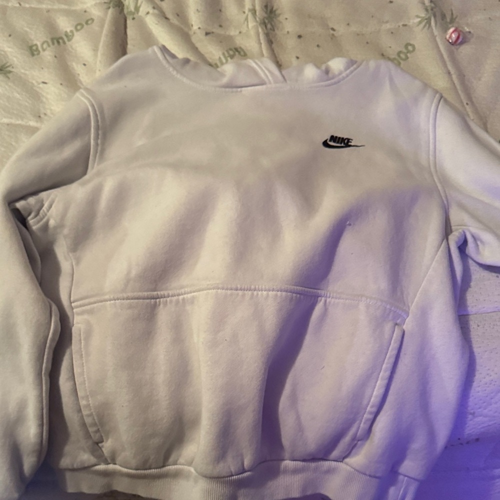 Nike White Crewneck Sweatshirt with Black Swoosh